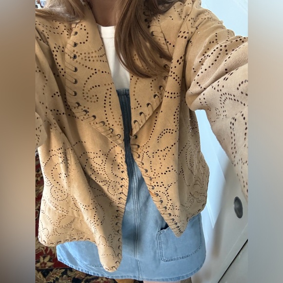 Chico's Tan Blazer with Embroidered Lapel - Picture 9 of 10